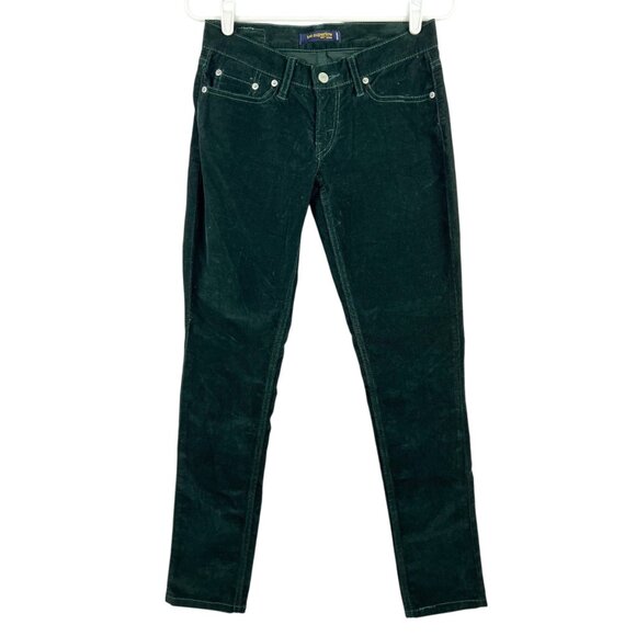 Levi's 524 Women's Stretch Too Superlow Skinny Green Corduroy Pants Size 26x30 - Picture 1 of 10